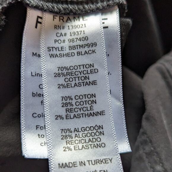 Frame Washed Black Banded Bottom Trapunto Moto Pant Anke Zip Relaxed Fit Size 30 - Picture 9 of 10